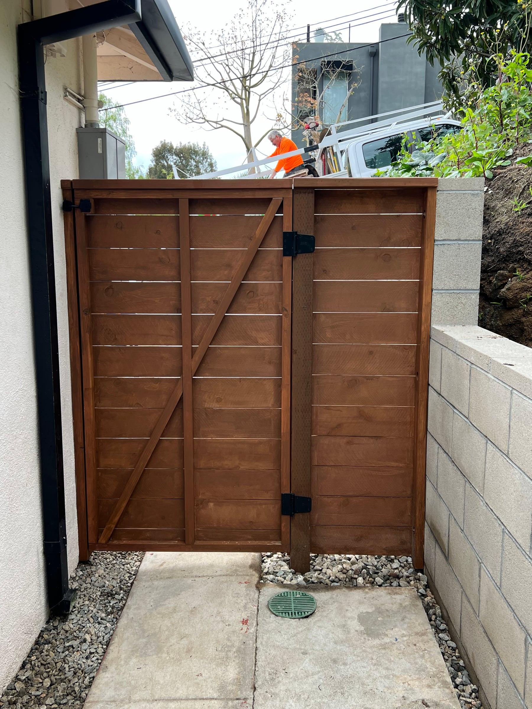 Double wood gate with Z-brace and black hardware