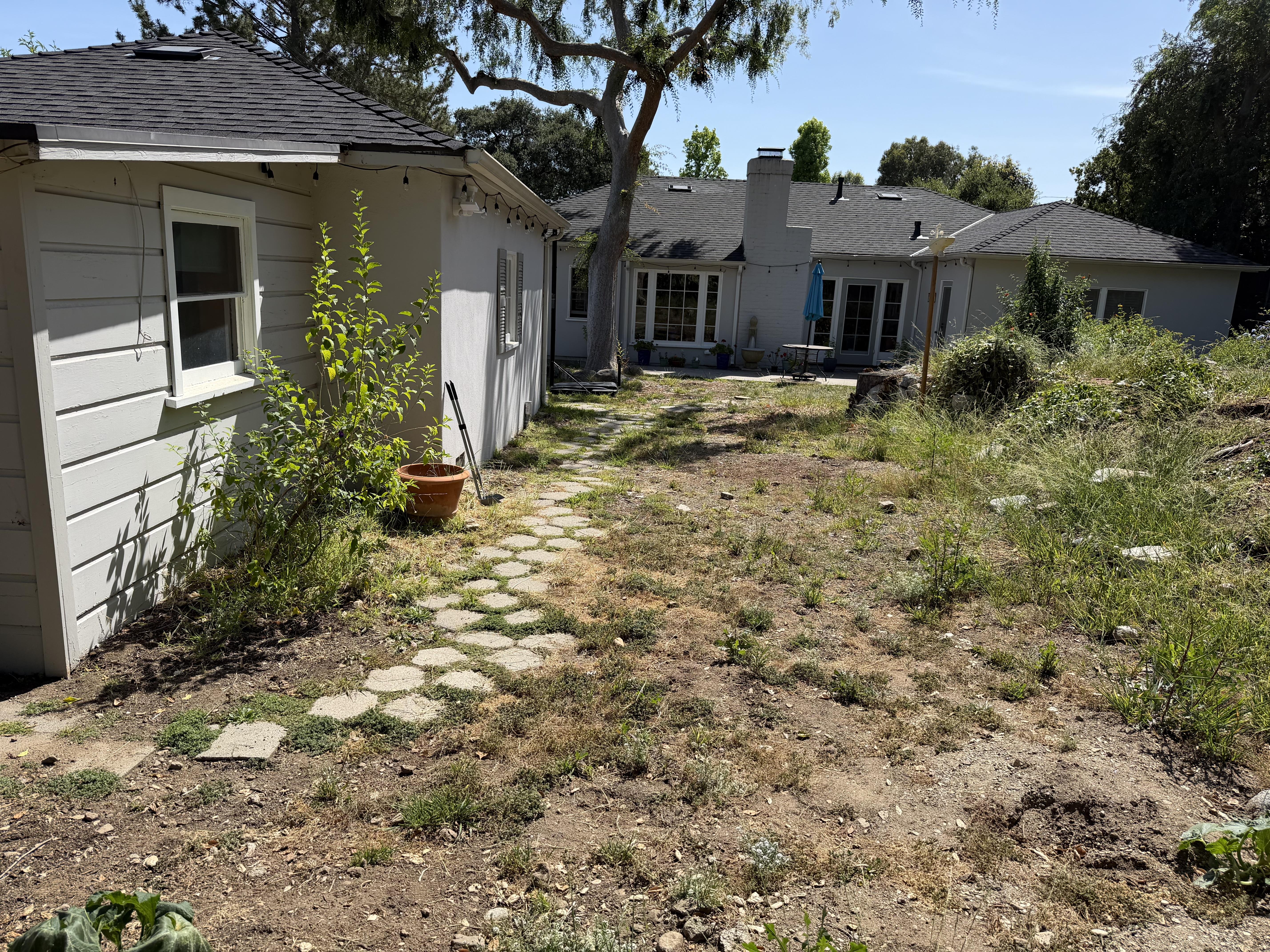 Front yard drought-tolerant redesign with boulders and succulents