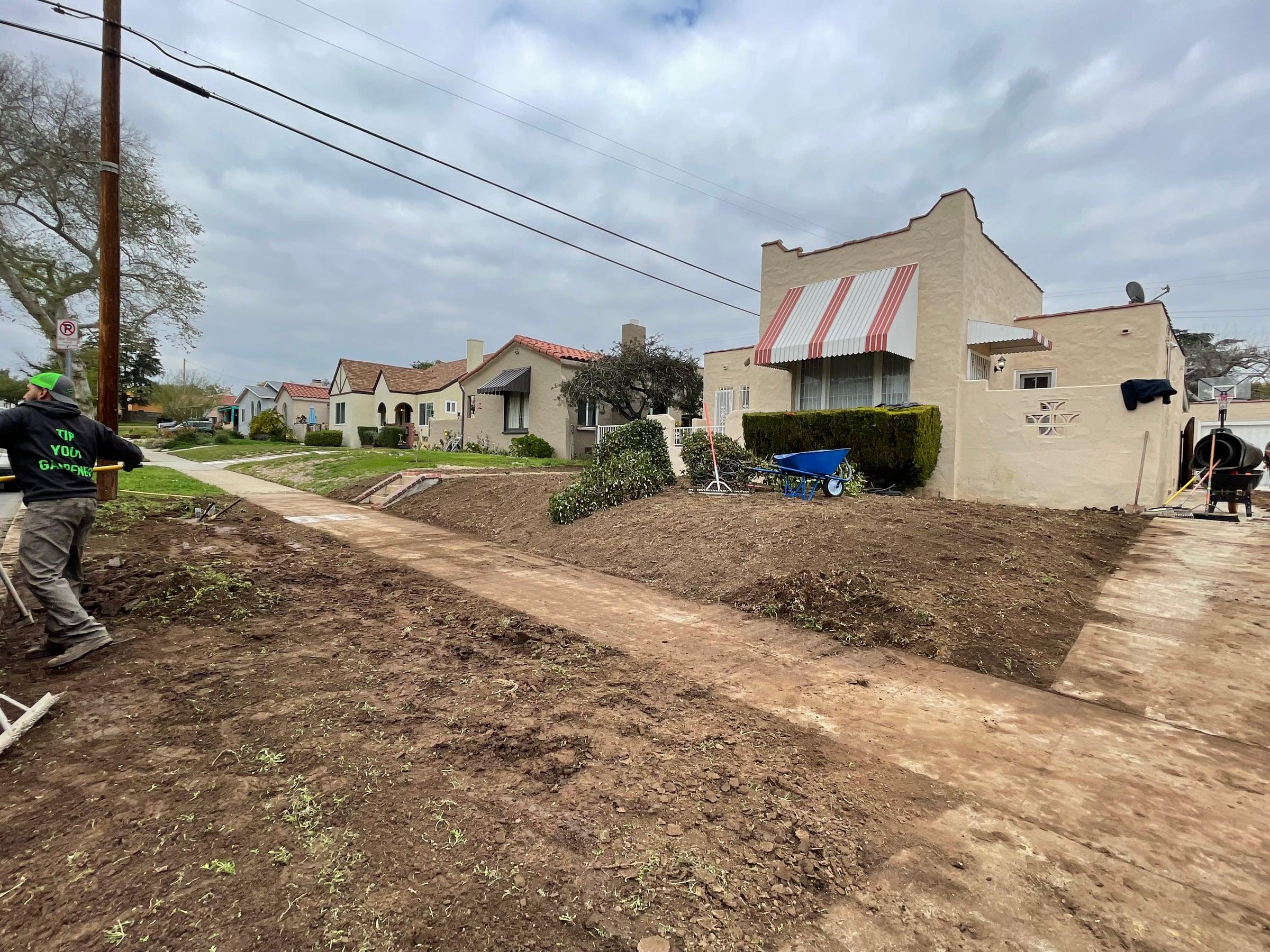 Soil preparation for a new front yard planting bed